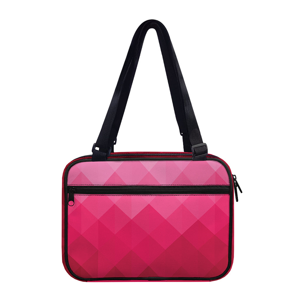 Pink Geometric Square Pattern Print Double Strap Bible Bag