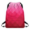 Pink Geometric Square Pattern Print Drawstring Backpack