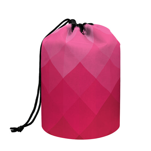 Pink Geometric Square Pattern Print Drawstring Makeup Bag