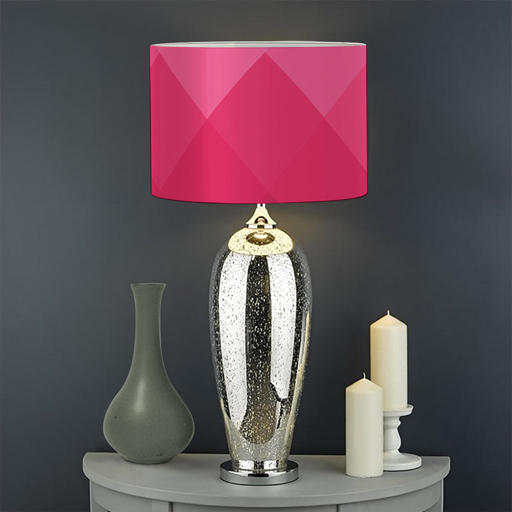 Pink Geometric Square Pattern Print Drum Lamp Shade