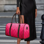 Pink Geometric Square Pattern Print Duffle Bag