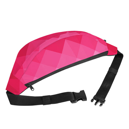 Pink Geometric Square Pattern Print Fanny Pack
