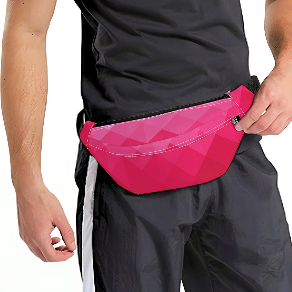 Pink Geometric Square Pattern Print Fanny Pack