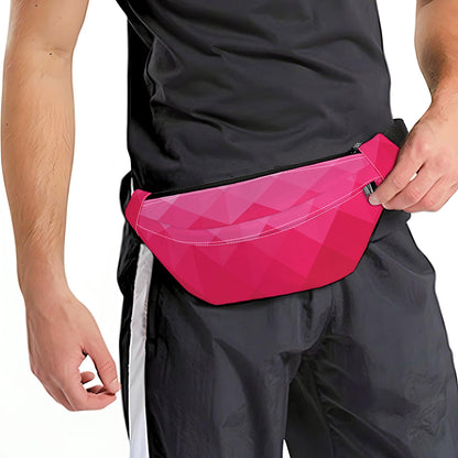Pink Geometric Square Pattern Print Fanny Pack