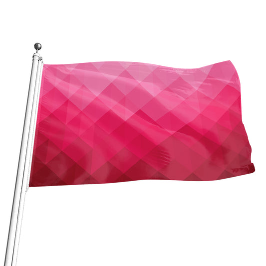 Pink Geometric Square Pattern Print Flag