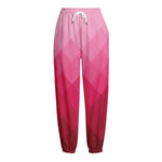 Pink Geometric Square Pattern Print Fleece Lined Knit Pants
