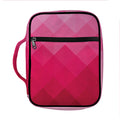 Pink Geometric Square Pattern Print Front Pocket Bible Bag