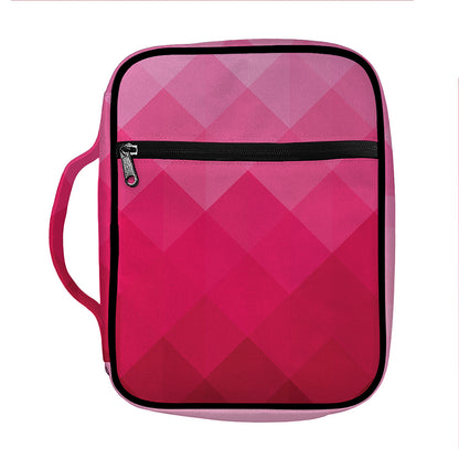 Pink Geometric Square Pattern Print Front Pocket Bible Bag