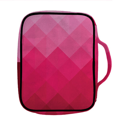 Pink Geometric Square Pattern Print Front Pocket Bible Bag