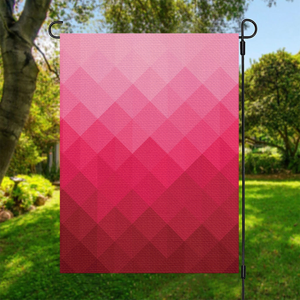 Pink Geometric Square Pattern Print Garden Flag