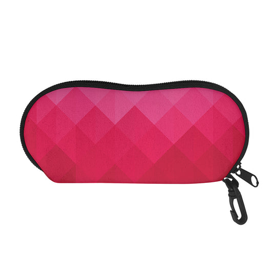 Pink Geometric Square Pattern Print Glasses Case