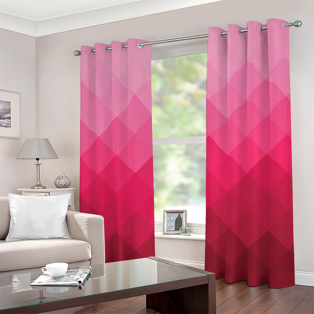 Pink Geometric Square Pattern Print Grommet Curtains