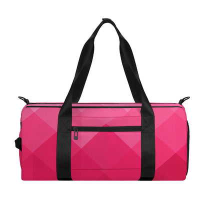Pink Geometric Square Pattern Print Gym Bag