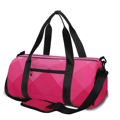 Pink Geometric Square Pattern Print Gym Bag