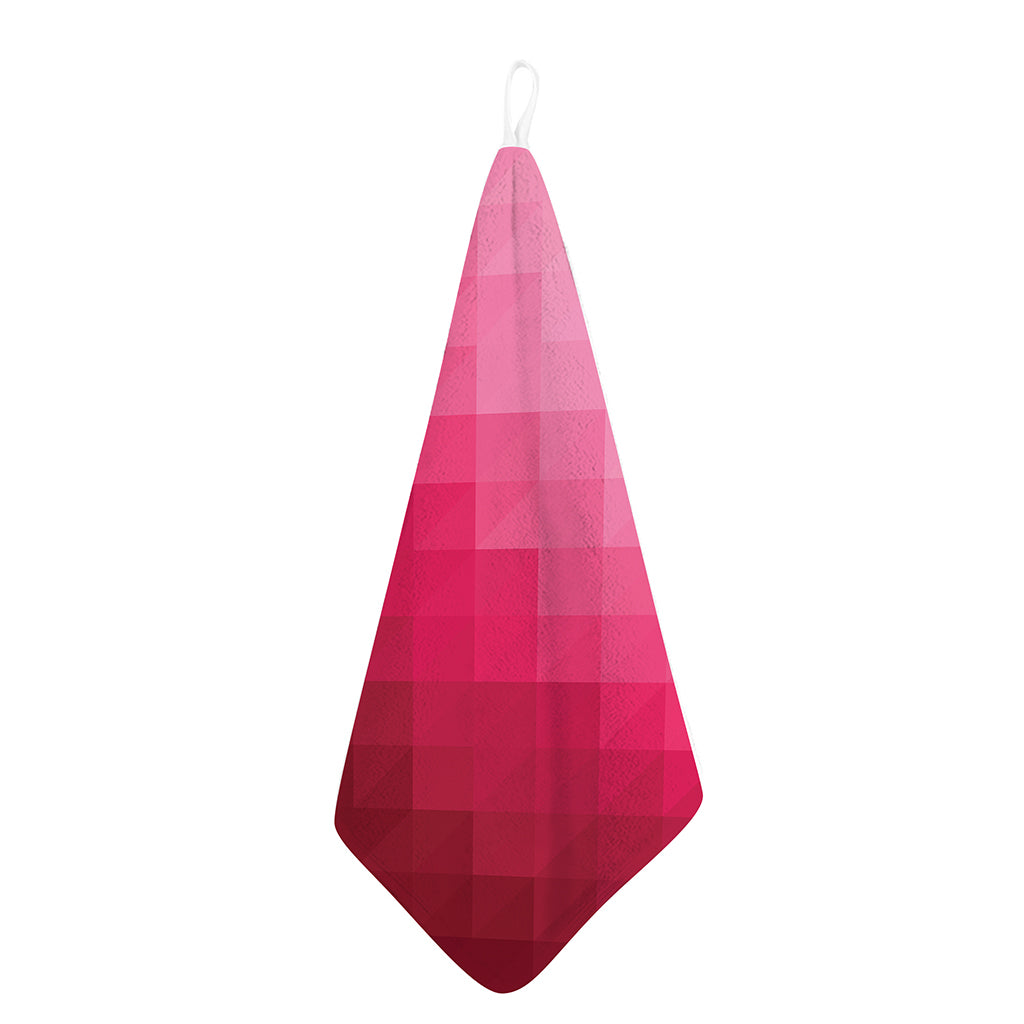 Pink Geometric Square Pattern Print Hand Towel
