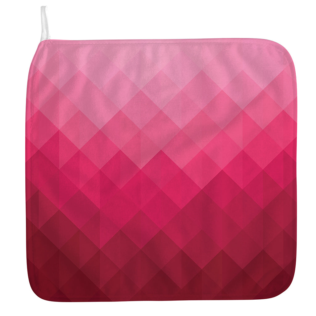 Pink Geometric Square Pattern Print Hand Towel