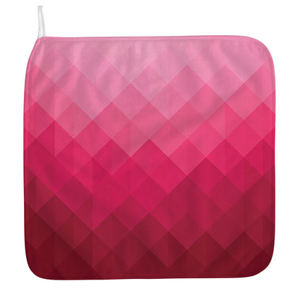 Pink Geometric Square Pattern Print Hand Towel