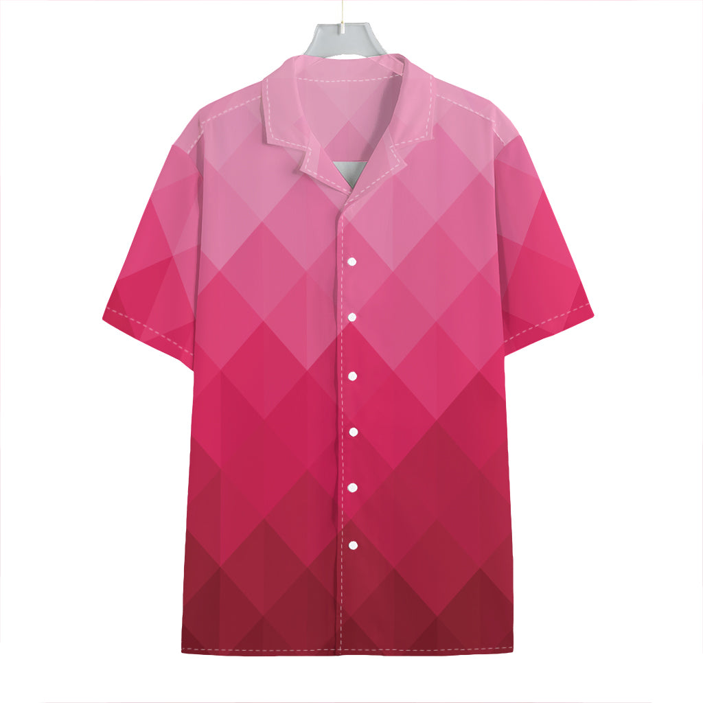 Pink Geometric Square Pattern Print Hawaiian Shirt