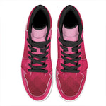 Pink Geometric Square Pattern Print High Top Leather Sneakers