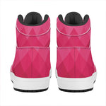 Pink Geometric Square Pattern Print High Top Leather Sneakers