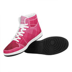 Pink Geometric Square Pattern Print High Top Leather Sneakers