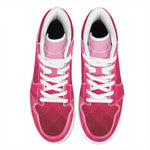 Pink Geometric Square Pattern Print High Top Leather Sneakers