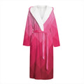 Pink Geometric Square Pattern Print Hooded Bathrobe