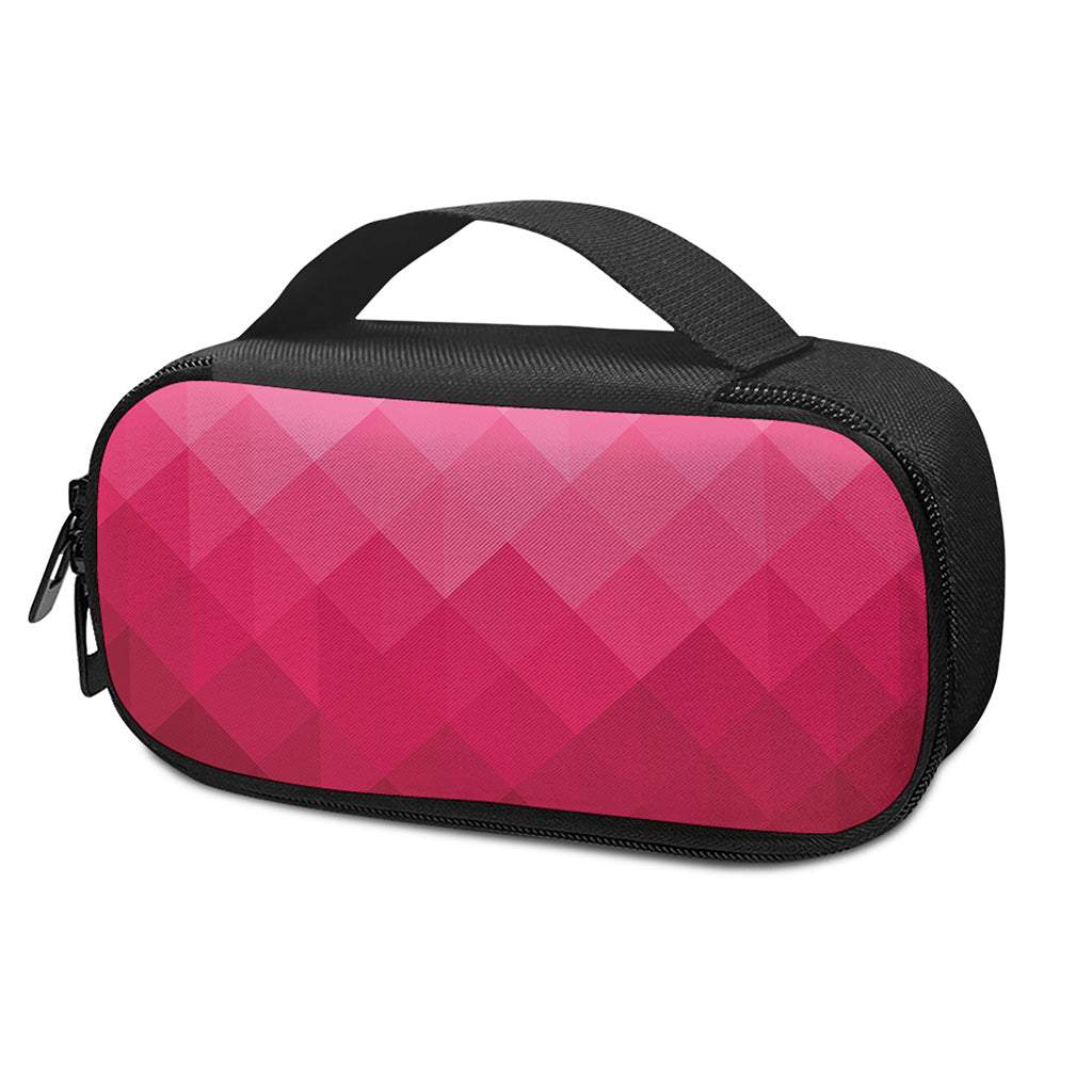 Pink Geometric Square Pattern Print Insulin Cooler Travel Case