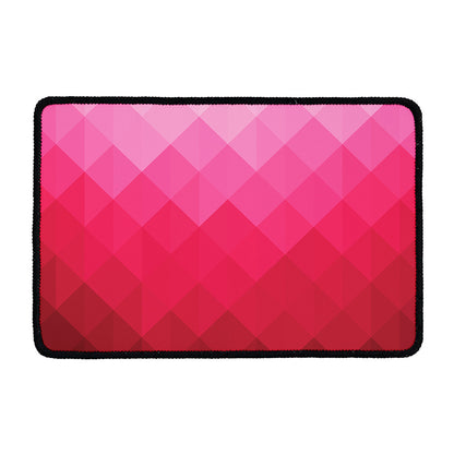 Pink Geometric Square Pattern Print Kitchen Mat