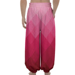 Pink Geometric Square Pattern Print Lantern Pants