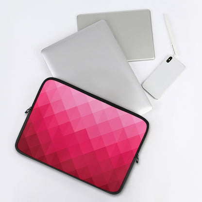 Pink Geometric Square Pattern Print Laptop Sleeve