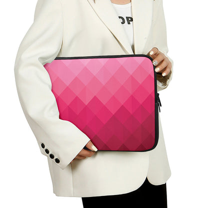 Pink Geometric Square Pattern Print Laptop Sleeve