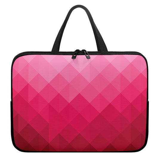 Pink Geometric Square Pattern Print Laptop Sleeve With Handle