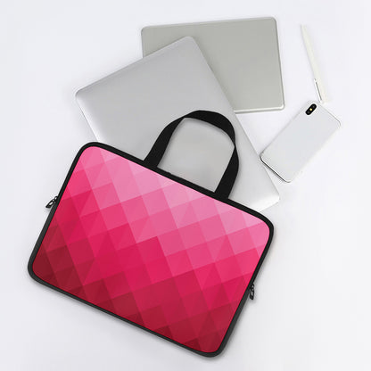 Pink Geometric Square Pattern Print Laptop Sleeve With Handle