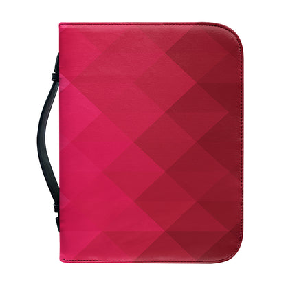 Pink Geometric Square Pattern Print Leather Bible Cover