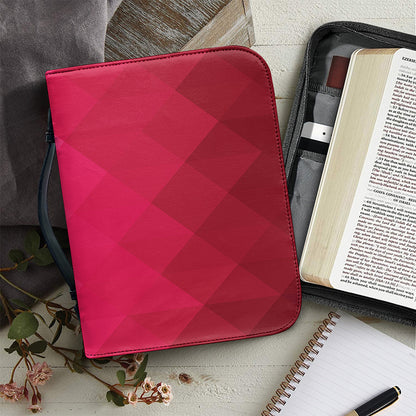Pink Geometric Square Pattern Print Leather Bible Cover