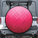 Pink Geometric Square Pattern Print Leather Spare Tire Cover