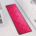 Pink Geometric Square Pattern Print Long Kitchen Mat