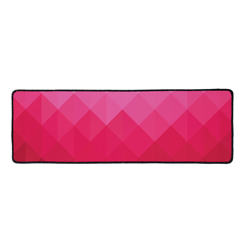 Pink Geometric Square Pattern Print Long Kitchen Mat