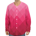 Pink Geometric Square Pattern Print Long Sleeve Baseball Jersey
