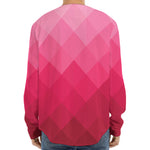 Pink Geometric Square Pattern Print Long Sleeve Baseball Jersey