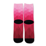 Pink Geometric Square Pattern Print Long Socks