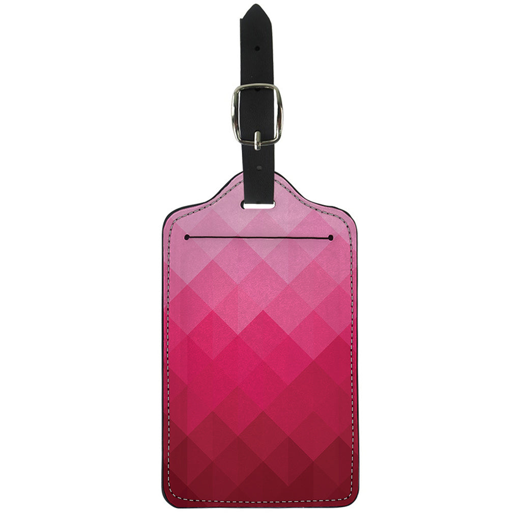 Pink Geometric Square Pattern Print Luggage Tag
