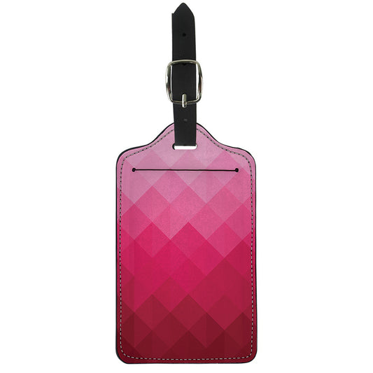 Pink Geometric Square Pattern Print Luggage Tag