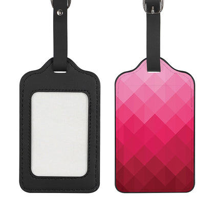 Pink Geometric Square Pattern Print Luggage Tag
