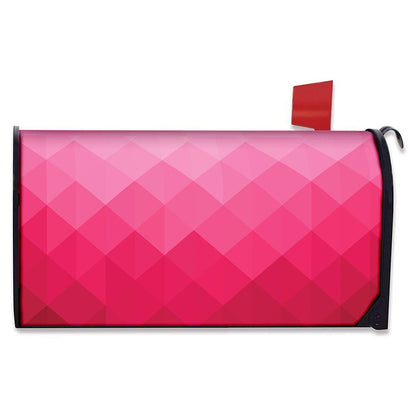 Pink Geometric Square Pattern Print Mailbox Cover