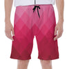 Pink Geometric Square Pattern Print Men's Beach Shorts