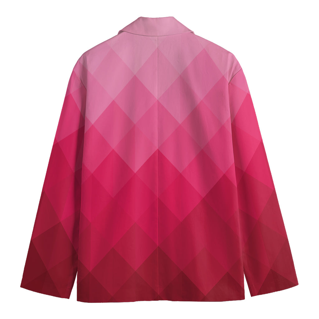 Pink Geometric Square Pattern Print Men's Blazer