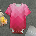 Pink Geometric Square Pattern Print Men's Bodysuit
