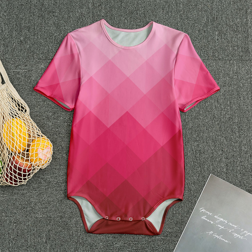Pink Geometric Square Pattern Print Men's Bodysuit